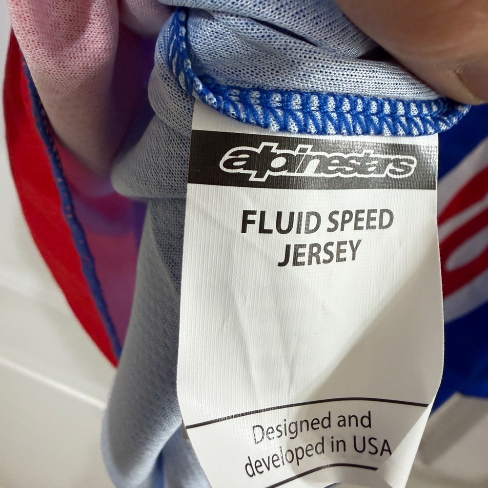Alpinestars Men’s Blue & Red Long Sleeve Motocross Jersey - Logo Front - Picture 4 of 4